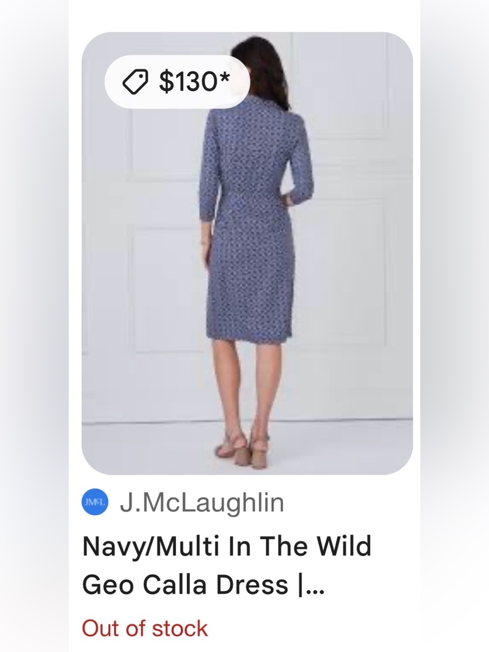 NWOT J.McLaughlin In the Wild Geo Calla Long Sleeve Navy Dress XL - Picture 4 of 14